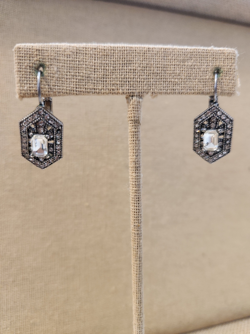 Chloe + Isabel Hexagonal Art Deco Crystal Statement Earrings Y2K Old Money